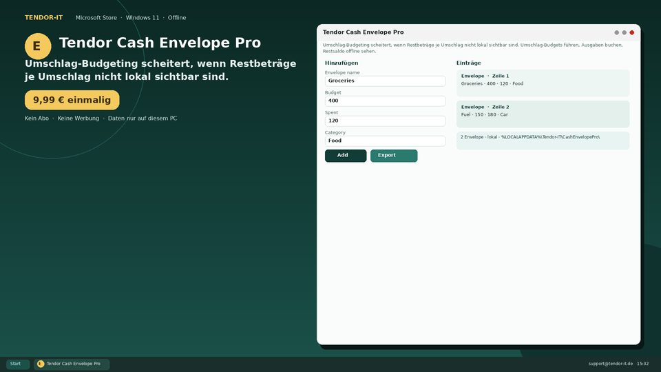 Tendor Cash Envelope Pro Screenshot