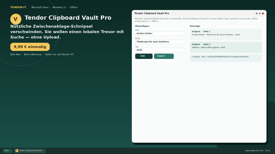 Tendor Clipboard Vault Pro Screenshot