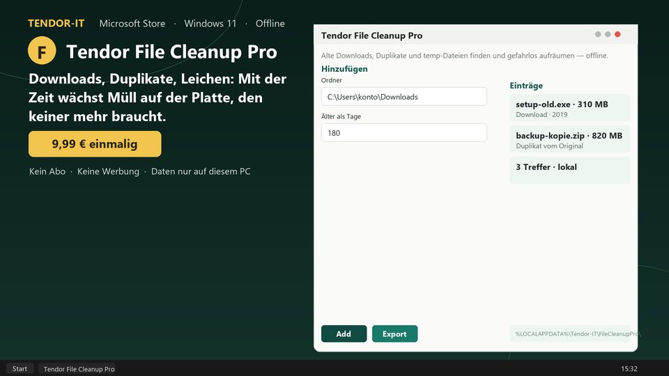 Tendor File Cleanup Pro Screenshot