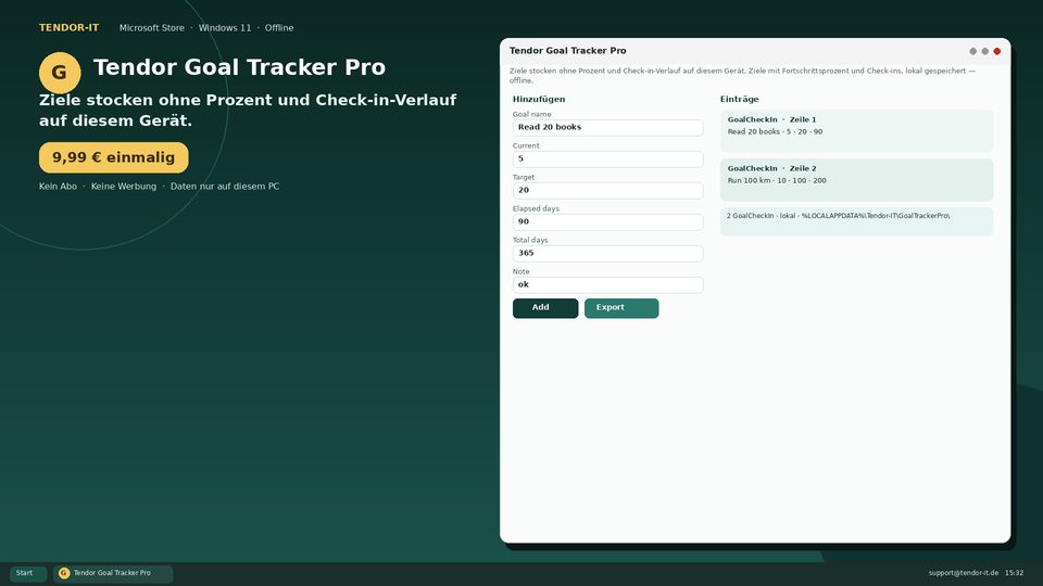 Tendor Goal Tracker Pro Screenshot