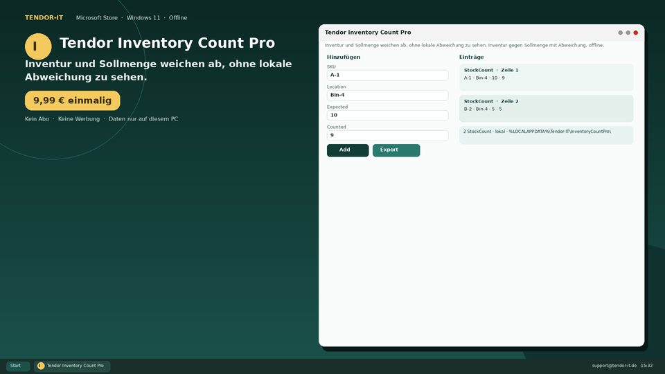 Tendor Inventory Count Pro Screenshot