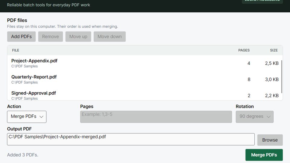 Tendor Pdf Batch Desk Screenshot