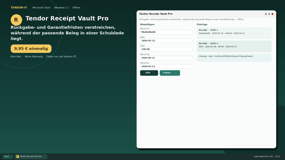 Tendor Receipt Vault Pro Screenshot